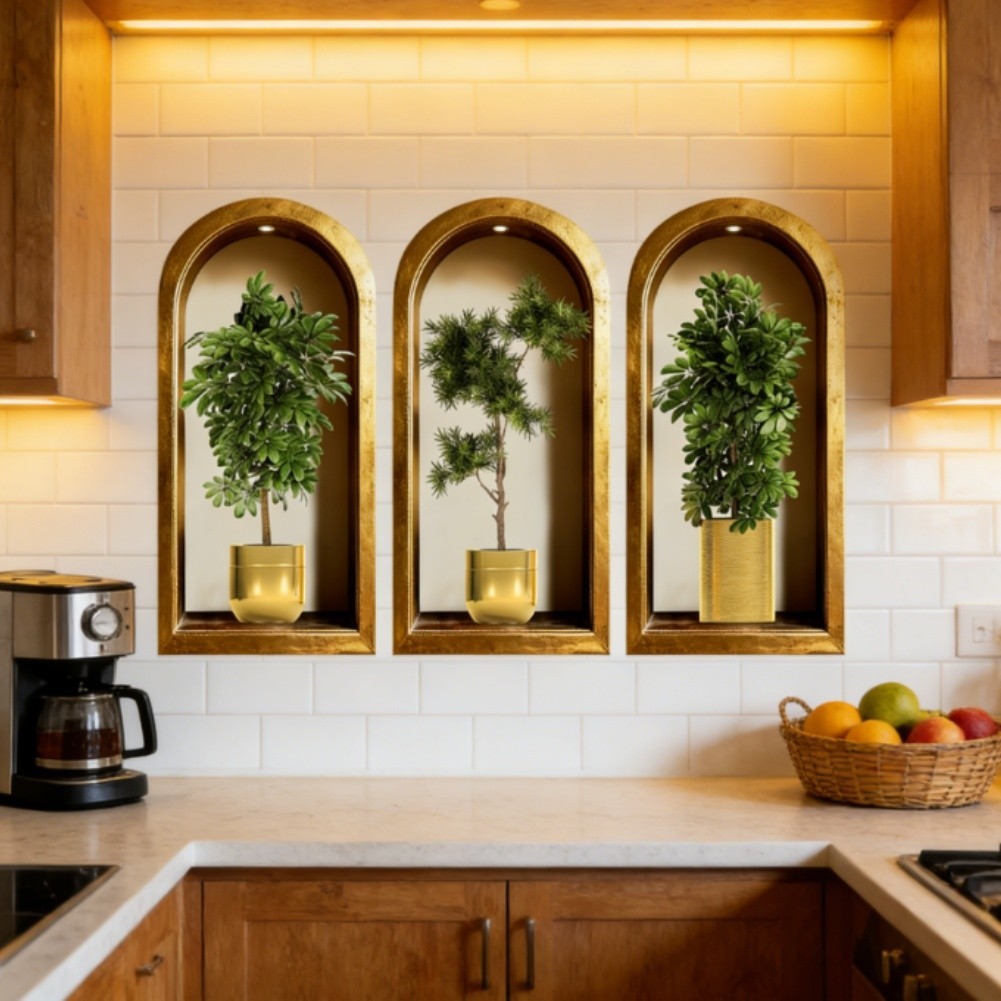 Large 3D Plant Wall Decals 30x60cm 40x80cm for Living For Room Kitchen Decor