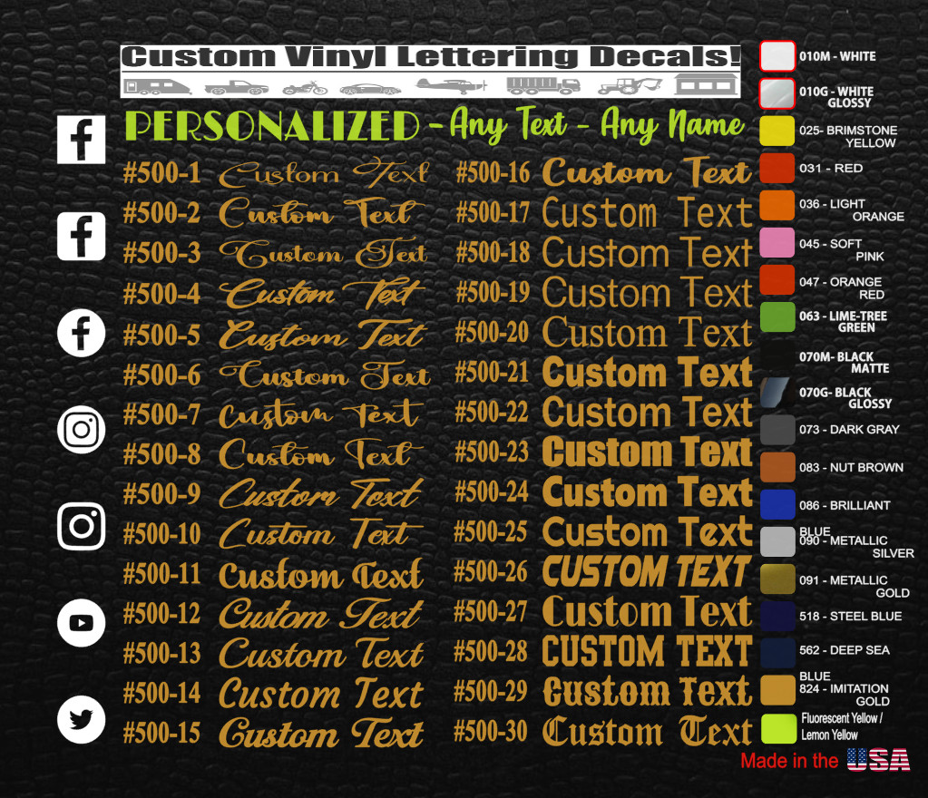 Lettering Custom Text Vinyl Stickers Decal Personalized Any Text – Name #501