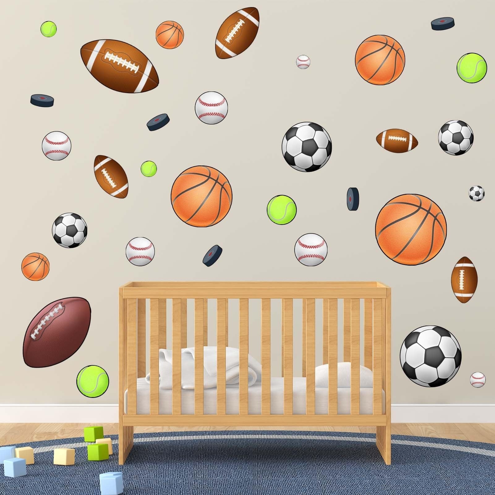 Basketball Football Sports Wall Stickers – Kids Baby Boys Wall Decals – Nurse…