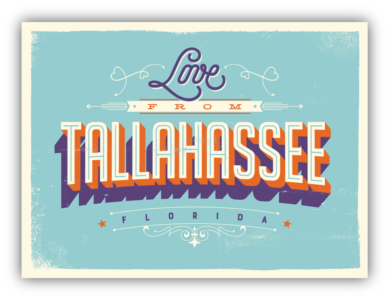 Love From Tallahassee Florida USA Vintage Vinyl Sticker Decal