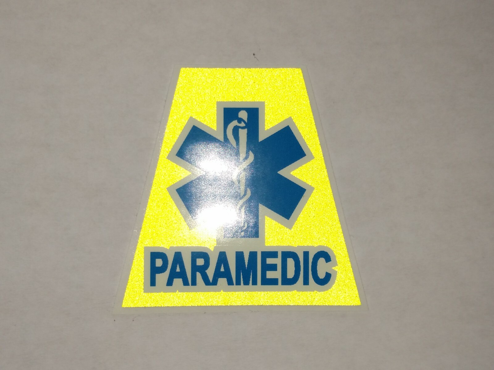 Reflective Fluorescent Yellow EMS EMT PARAMEDIC Tetrahedron Helmet Decal YouPick