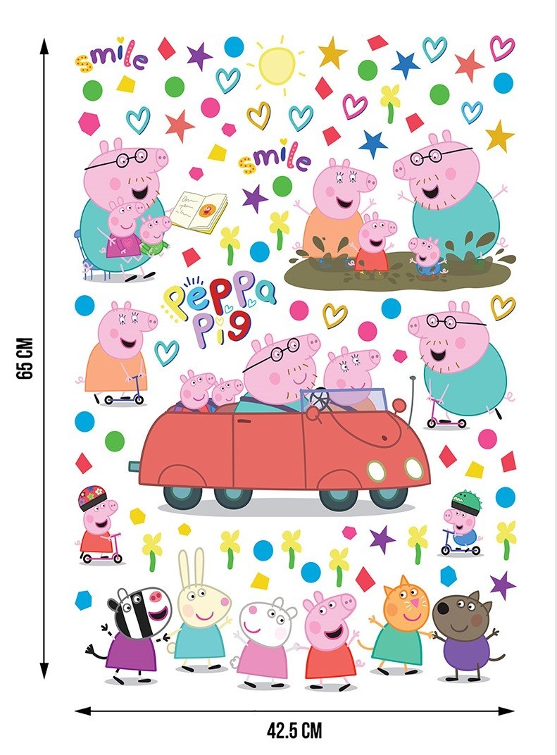 Peppa Pig Wall Stickers SET for kids boys bedroom Decor Vinyl Decals pink
