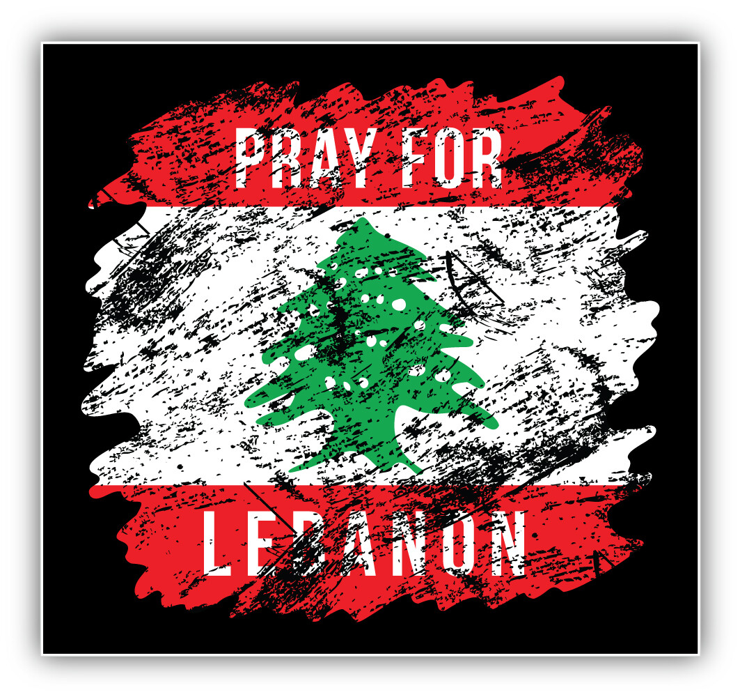 Pray For Lebanon Grunge Vinyl Sticker Decal