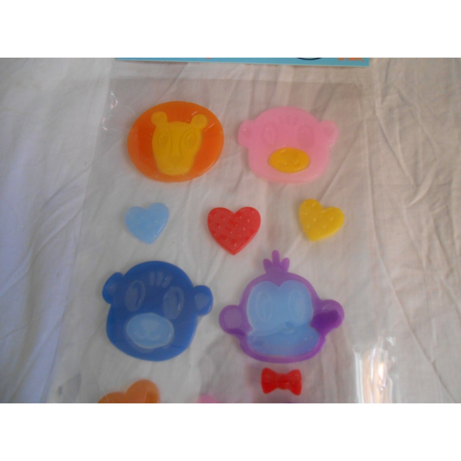 NEW Monkeys Lions Bears Window Gel Clings Decorations 20 pcs Hearts Valentines!