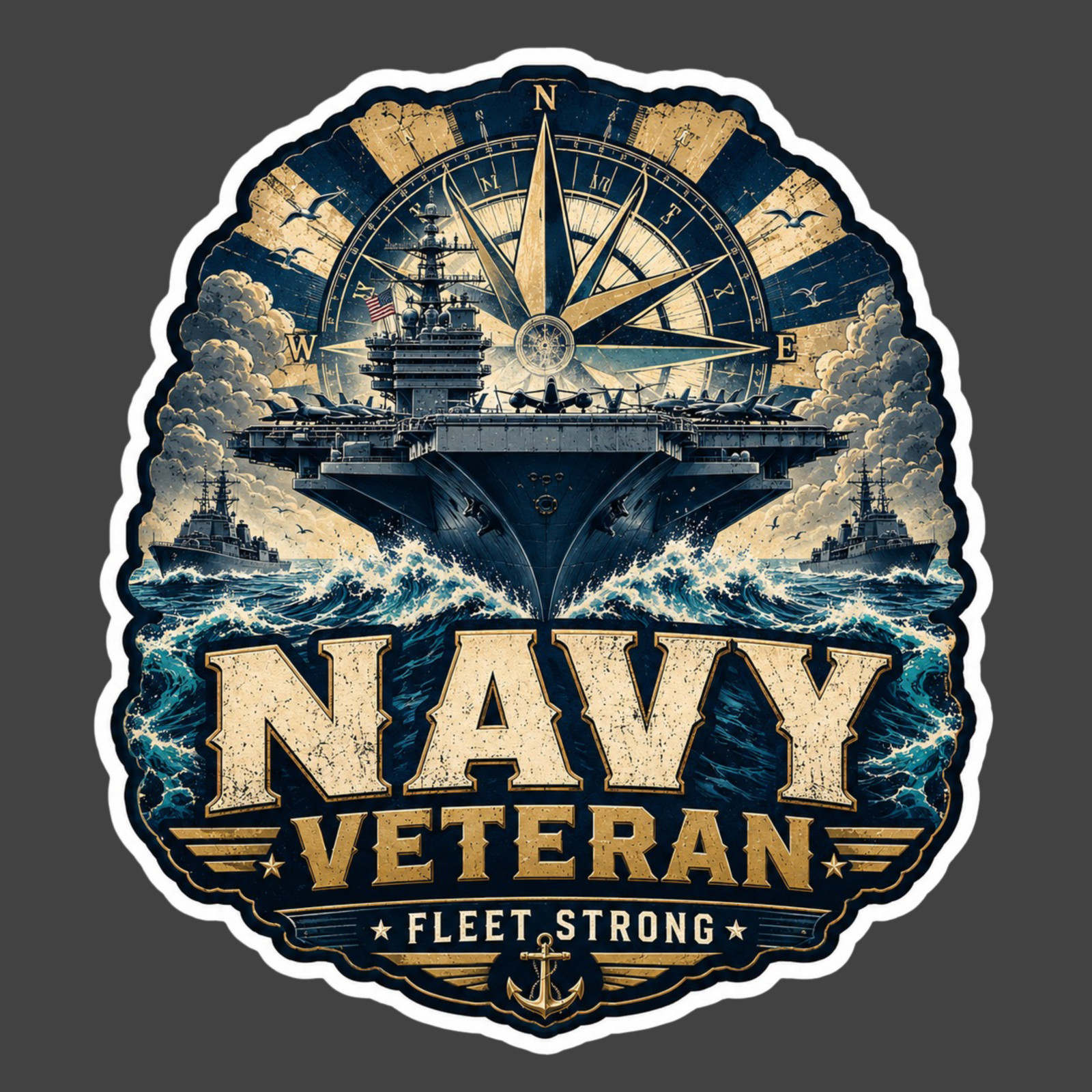 Navy Veteran Sticker Vinyl Decal Fleet Strong Aircraft Carrier Patriotic