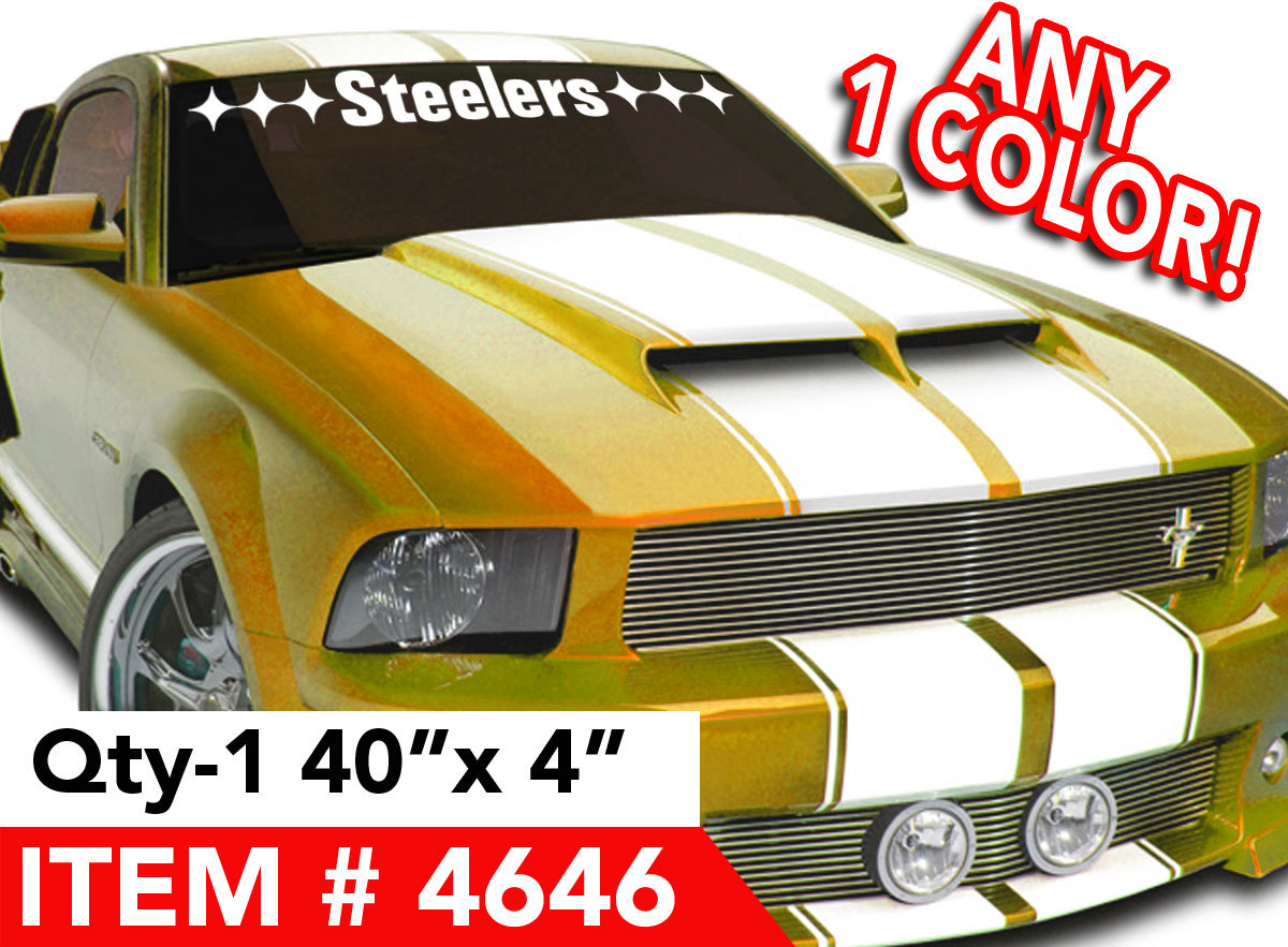 PITTSBURGH STEELERS STARS WINDSHIELD DECAL STICKER 40" x 4" ANY 1 COLOR
