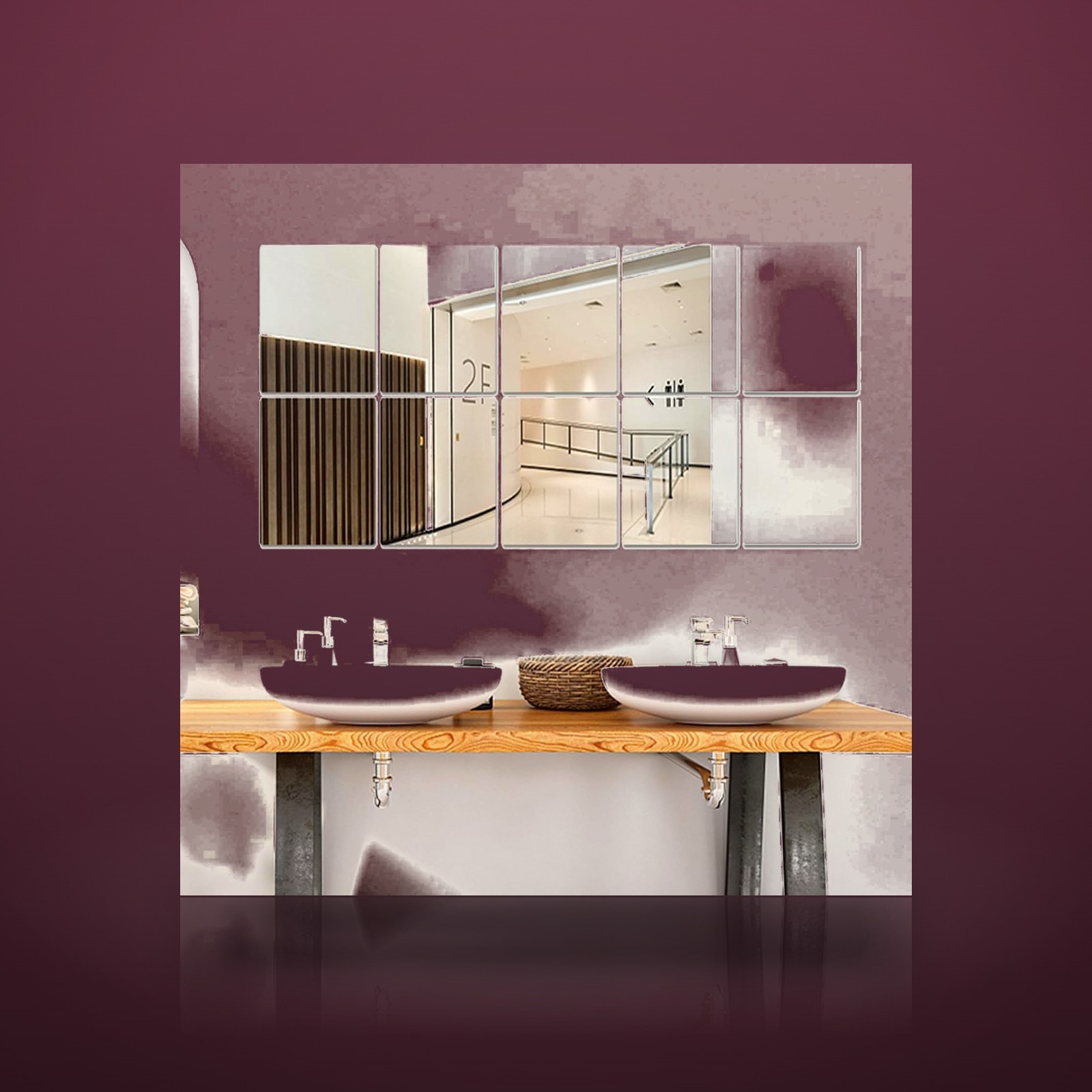 8×6 Inches Self Adhesive Acrylic Mirror Tiles 0.2mm Waterproof Flexible Mirro…