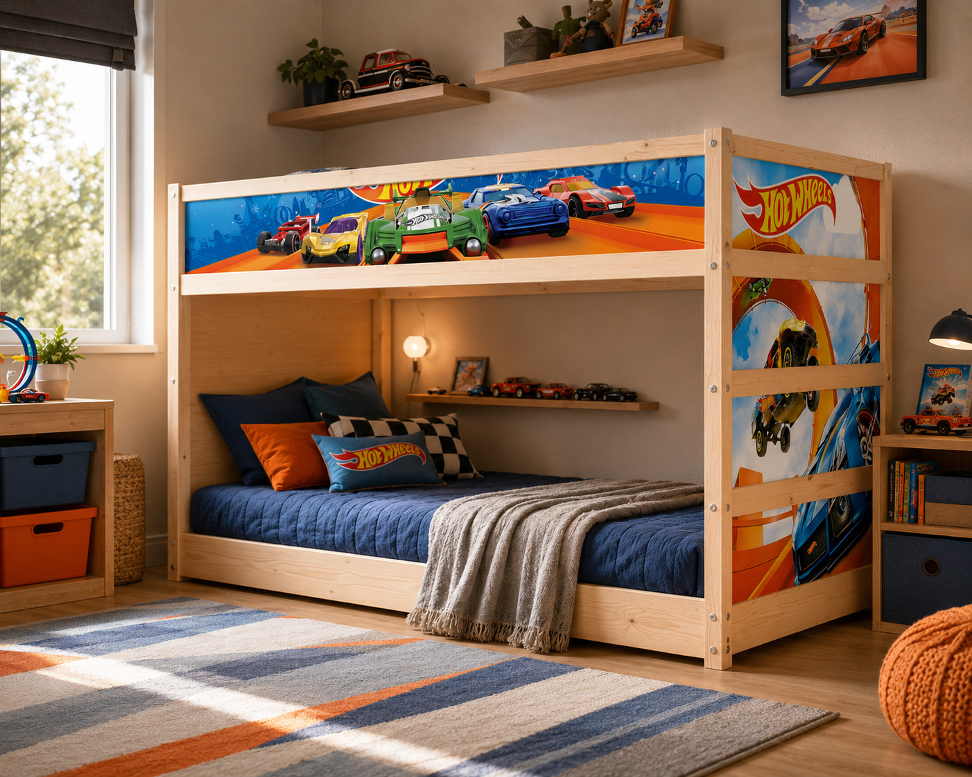 Racing Cars IKEA KURA Bed Decals – Kids Vinyl Stickers for Bunk Bed – Boys Room