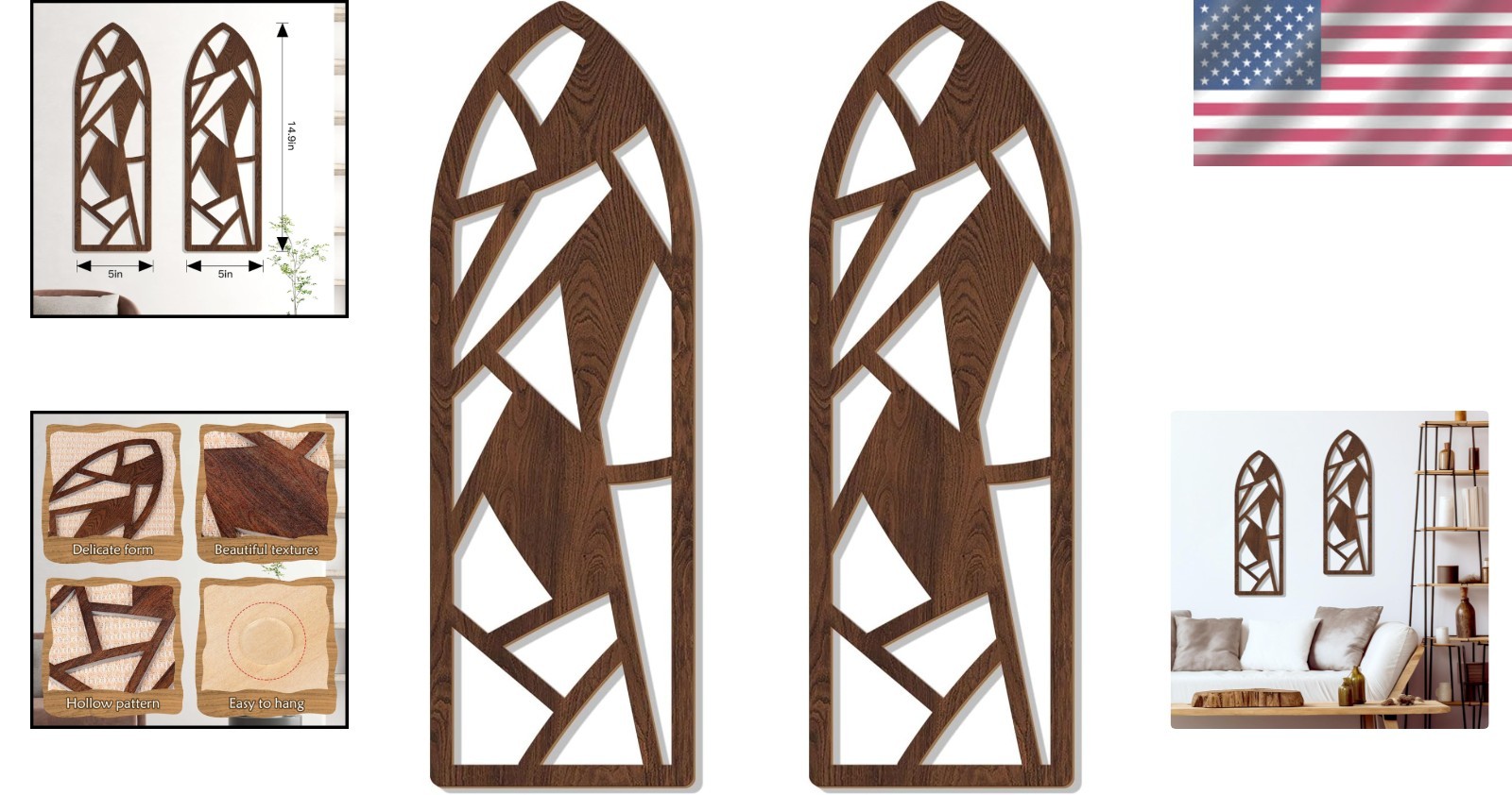 Chic 2-Piece Geometric Wall Decor Set – Modern Wooden Art for Living Spaces