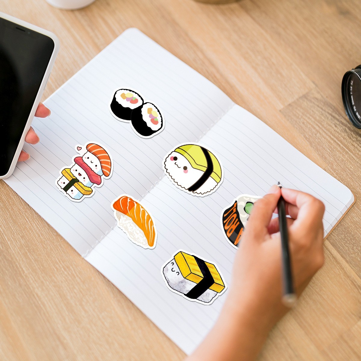 50pcs Waterproof Vinyl Stickers Sushi Japanese Food Luggage Phone Laptop Car