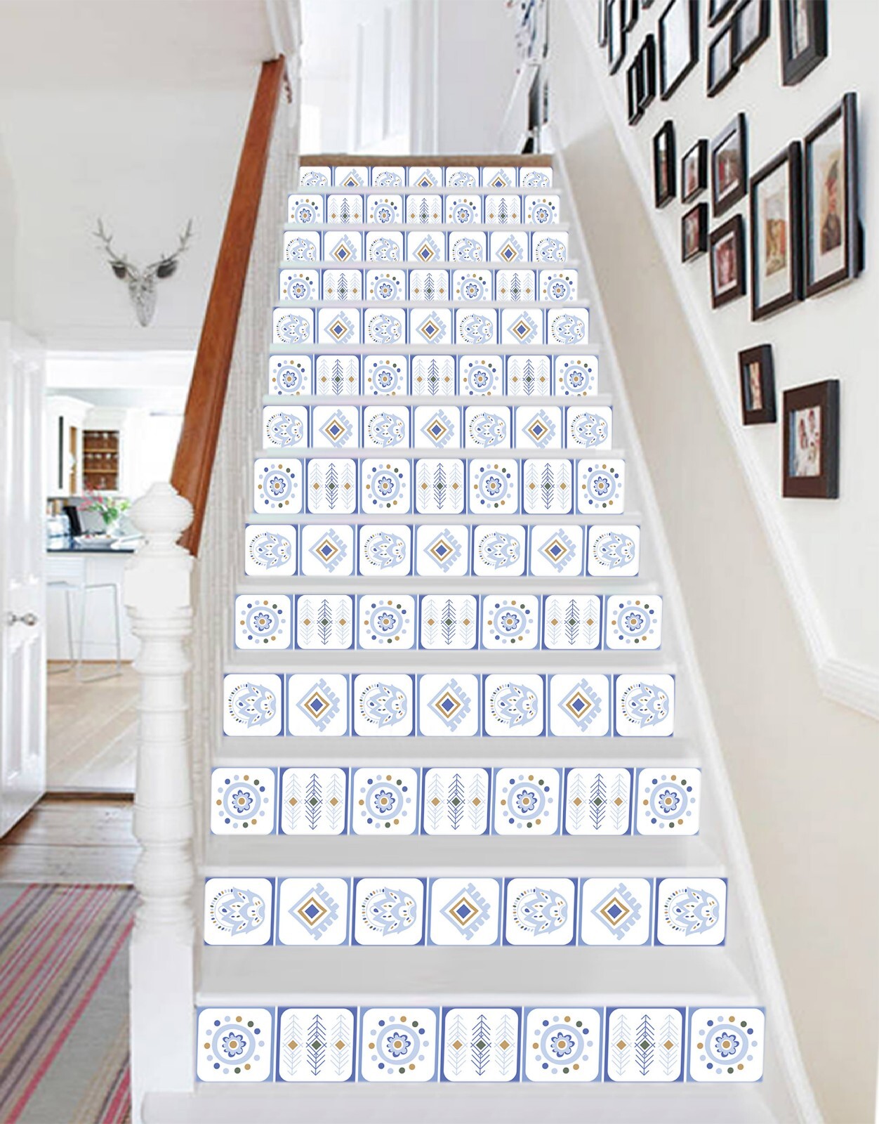 3D Blue Petals Pattern AZ564 Stair Risers Decoration Mural Vinyl Wallpaper Kay
