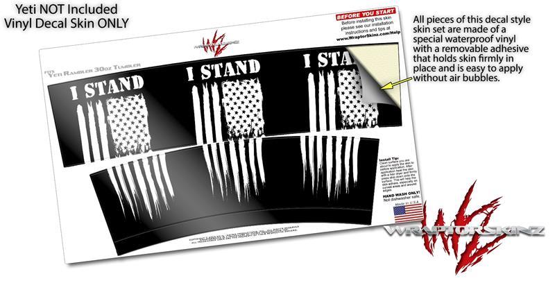 Skin for Yeti Rambler 30oz Yeti 30oz Brushed USA Flag I Stand TUMBLER NOT INC