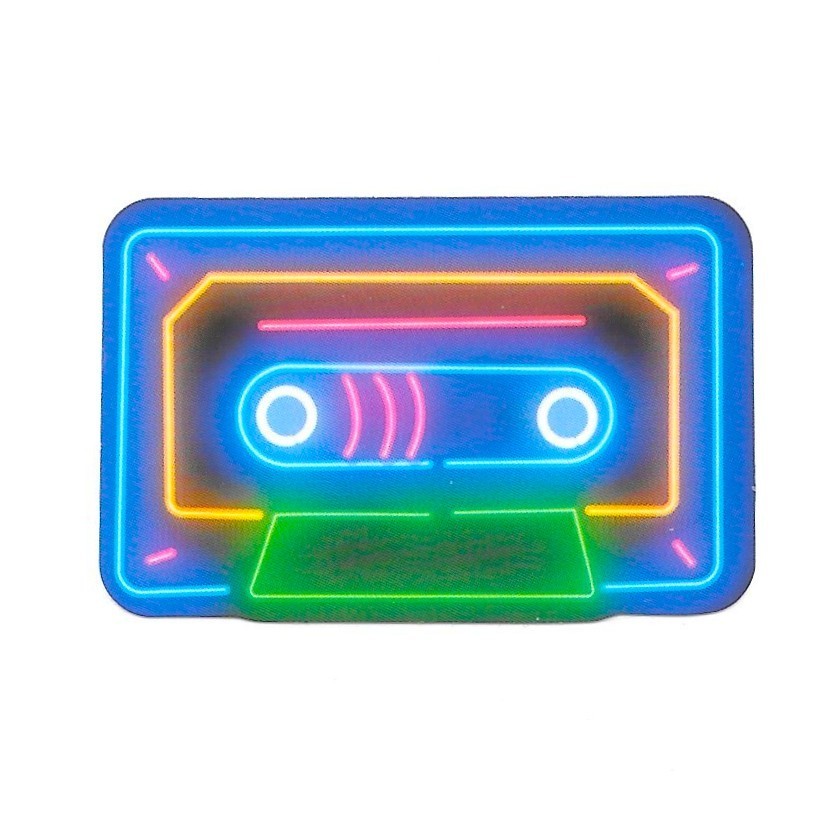 Neon Cassette Tape Vinyl Sticker Retro Music Decal Synthwave Glow Aesthetic