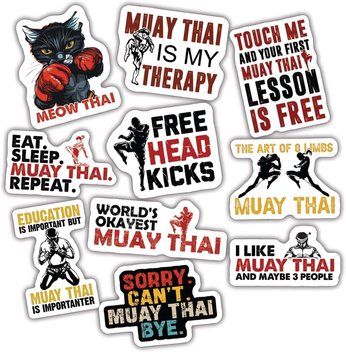 10pcs Muay Thai StickerMuay Thai Fighter Muay Thai Kickboxer Mixed Martial Arts