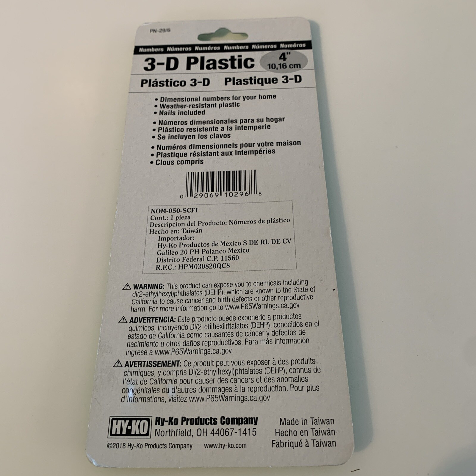 HY-KO 4" 3-D Black Plastic House #6 Number 6. – P/N-29 Brand New FREE Shipping