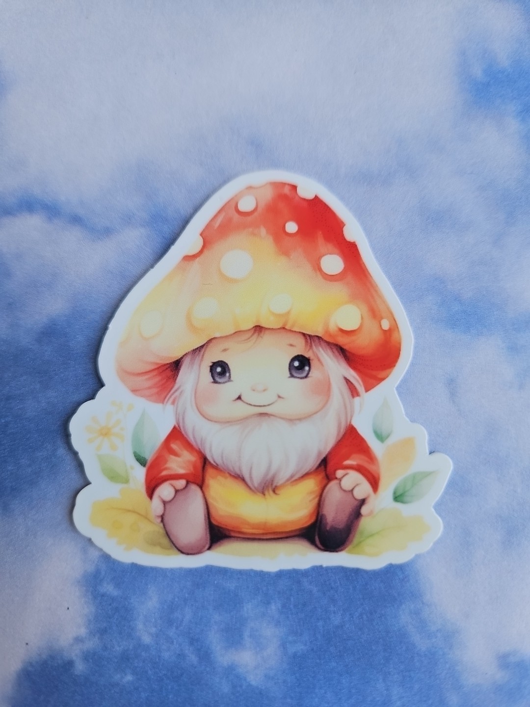 Set Of 4 Vinyl Stickers Laminated Cute Mushroom Gnomes