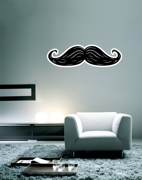Moustache Wall Decal Large Vinyl Sticker 30" x 9"