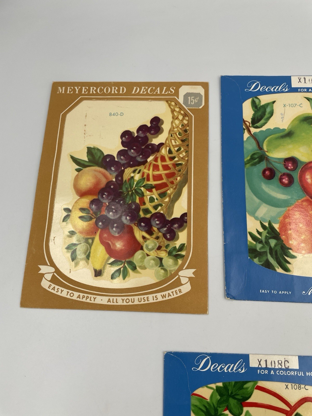 5 Vintage Meyercord Cornucopia Fruit/Floral Decals Lot 1950s Kitchen Decor A8