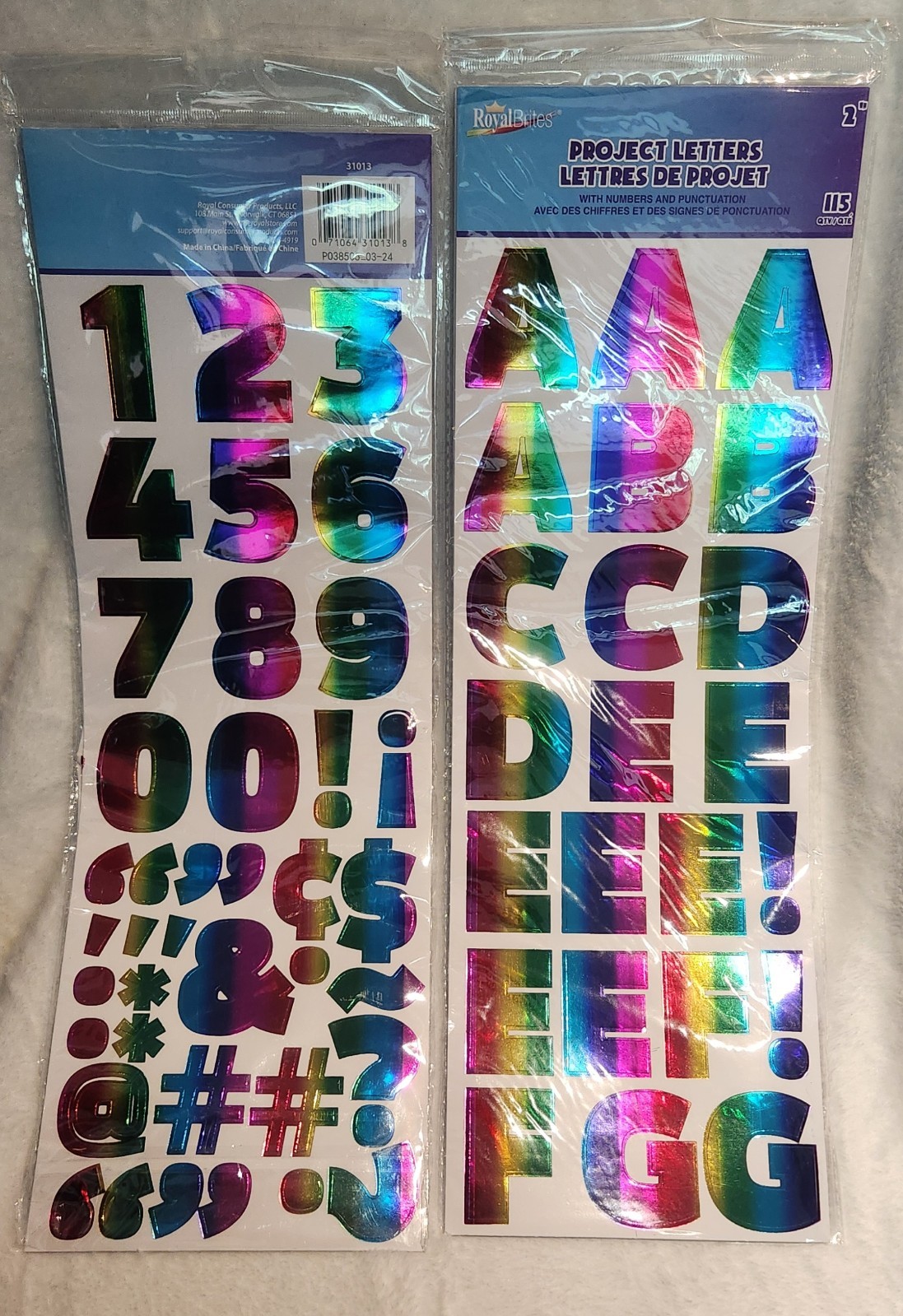 2 Pack Project Letters 2" With Number & Punctuation ( Metallic Rainbow) Stickers
