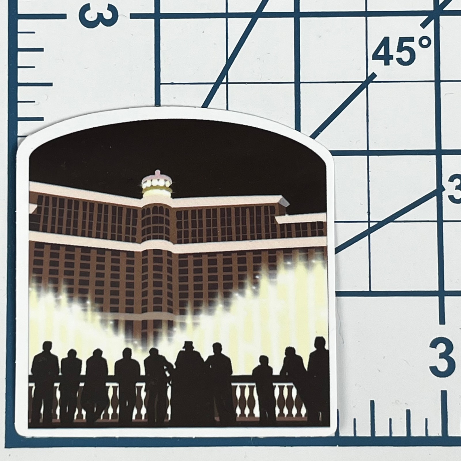 Las Vegas Bellagio Fountains Hotel Casino Night Scene Travel Vinyl Sticker