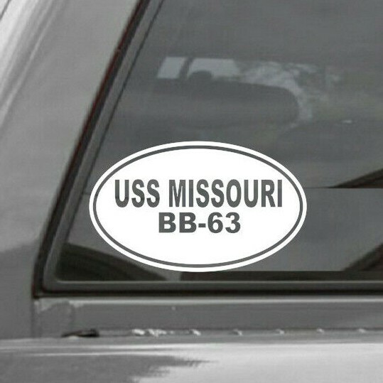 USS MISSOURI BB-63 EURO OVAL Vinyl Window Decal US NAVY