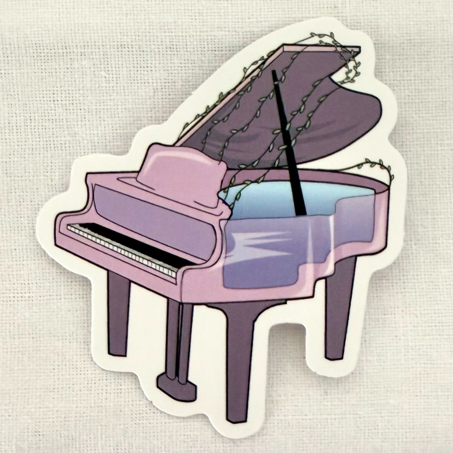 Lavender Grand Piano Vinyl Sticker 2in Soft Pink No84
