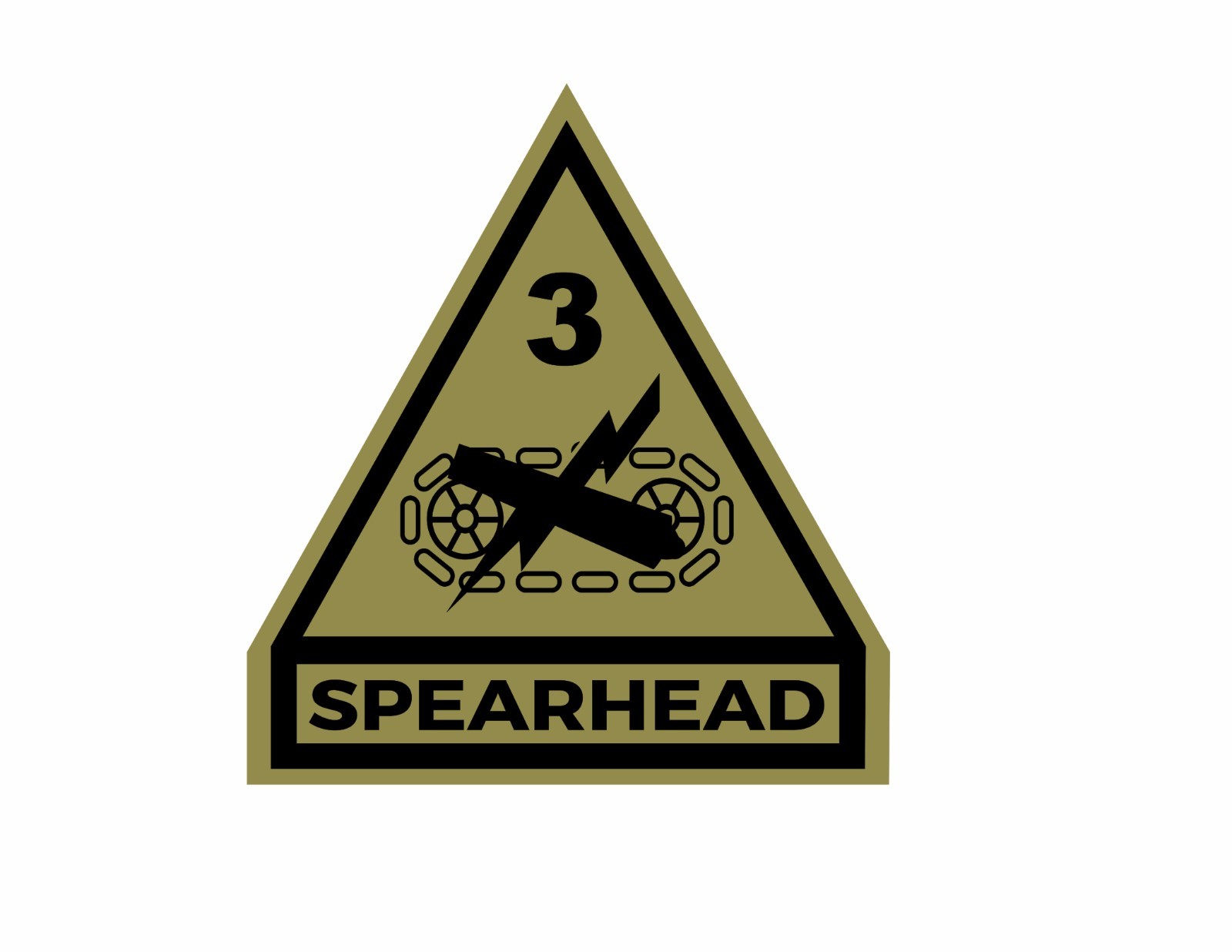 3rd Armored Division SPEARHEAD Vinyl Window Decal/Sticker Olive/Black