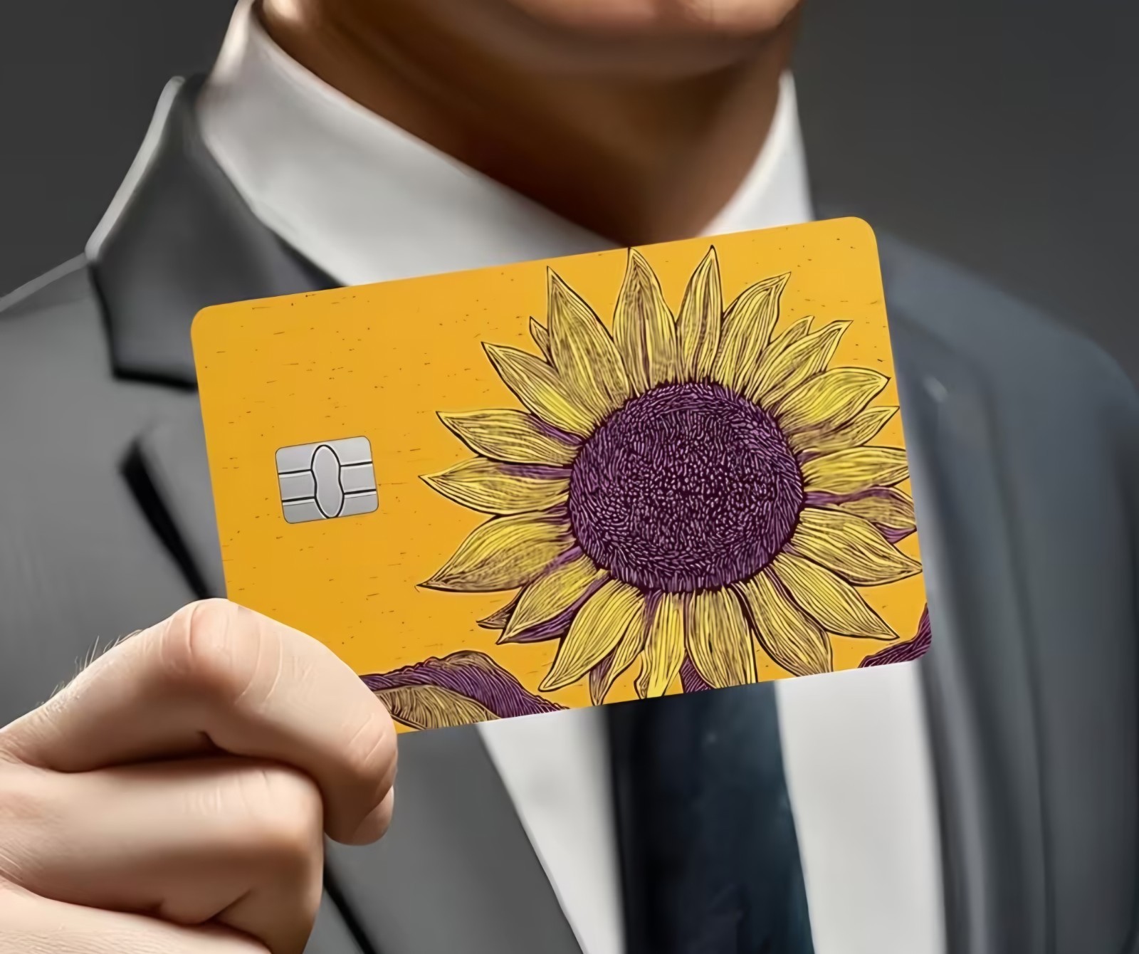 The Sunflower Credit Card Skin Yellow Gold Sticker Free Shipping US Seller