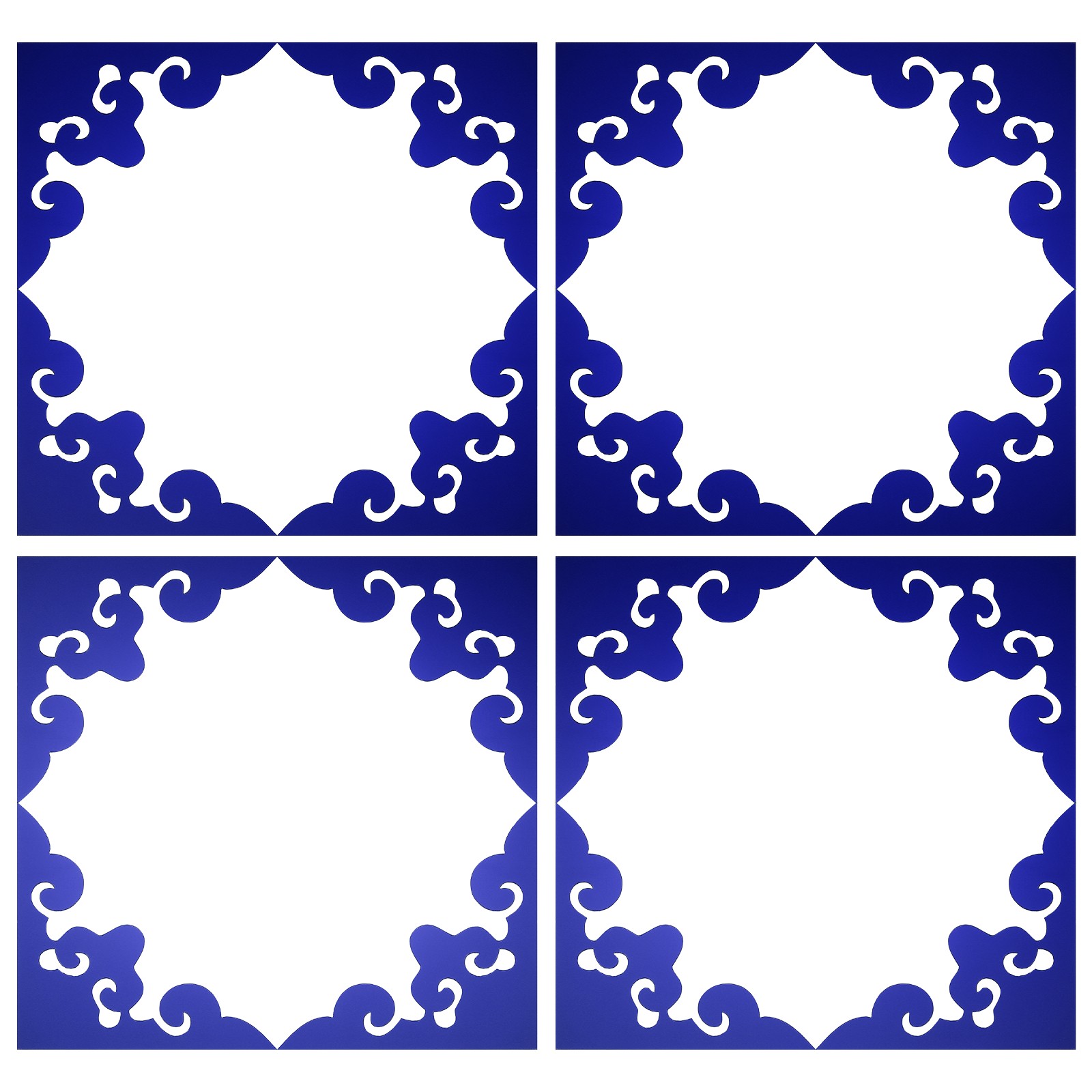 16Pcs Corner Decorative Pattern Hollow Mirror Wall Stickers(Dark Blue, 4×4")