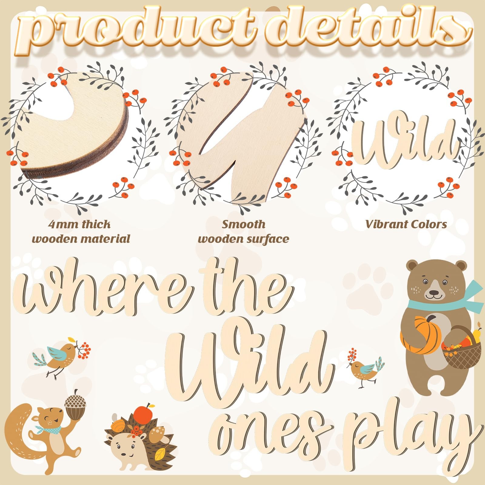 5 Pcs Playroom Wall Decor 15.4" x 18" 3D Where The Wild Ones Play Nursery Sig…
