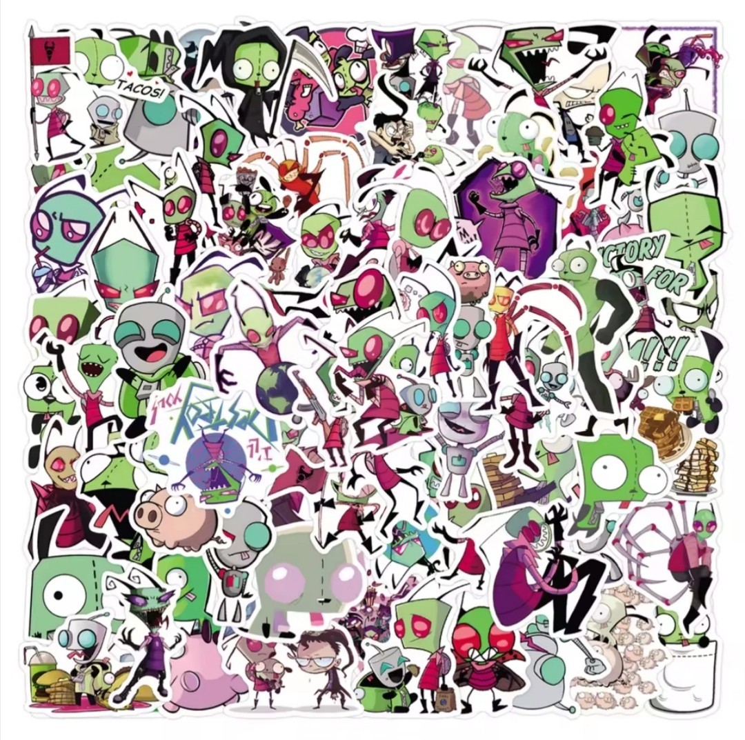 10 PCS Invader Zim (Unofficial) Cartoon Kids TV Show Stickers BRAND NEW Set 2