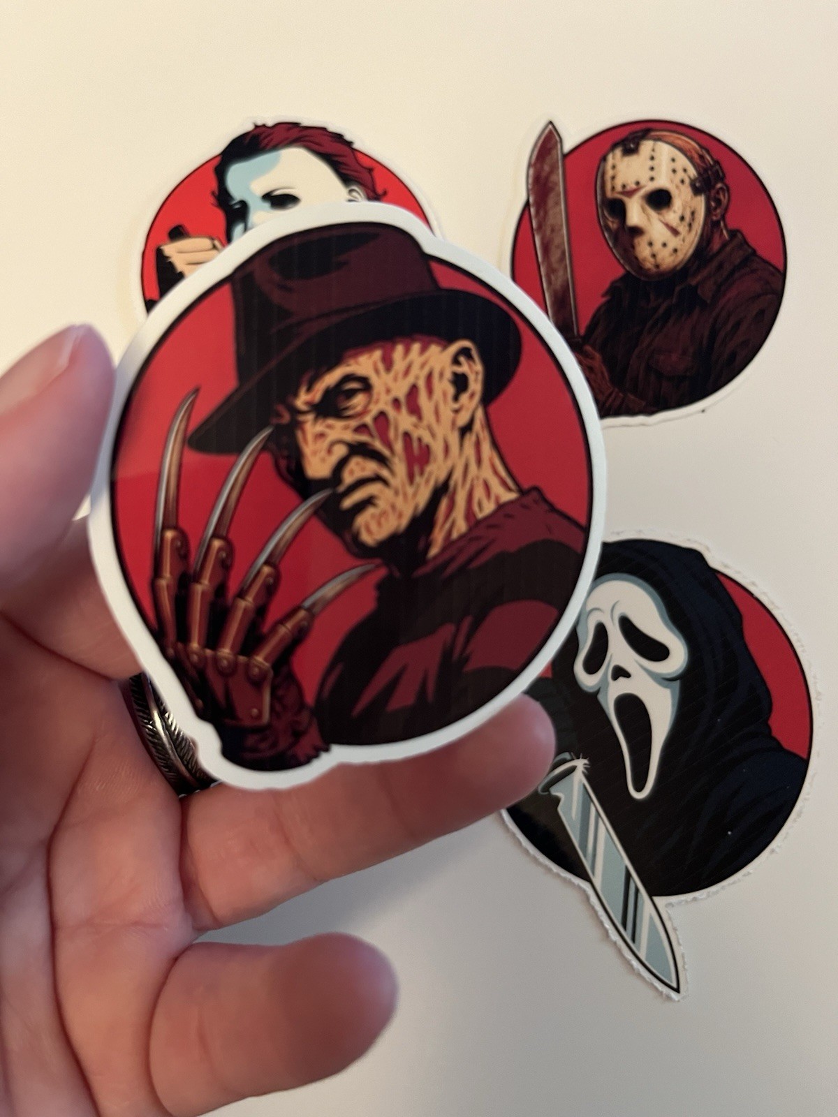 Horror Movie Killer Sticker Pack Michael Myers Jason Freddy Ghostface 4pc