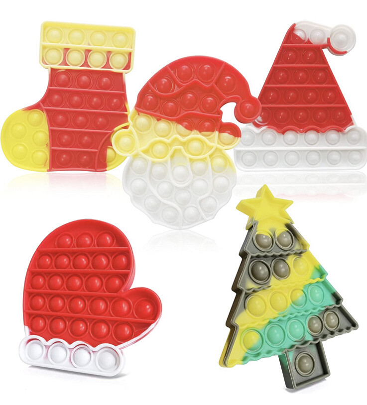 Santa Christmas Sticker, 4 Glass Window Decor And 5pk Pop Fidget Dimples
