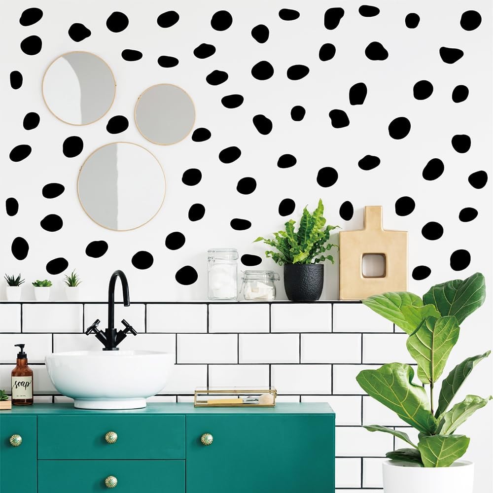 380 Pcs Removable Matte Black Irregular Abstract Shape Wall Decals Set | 10 S…