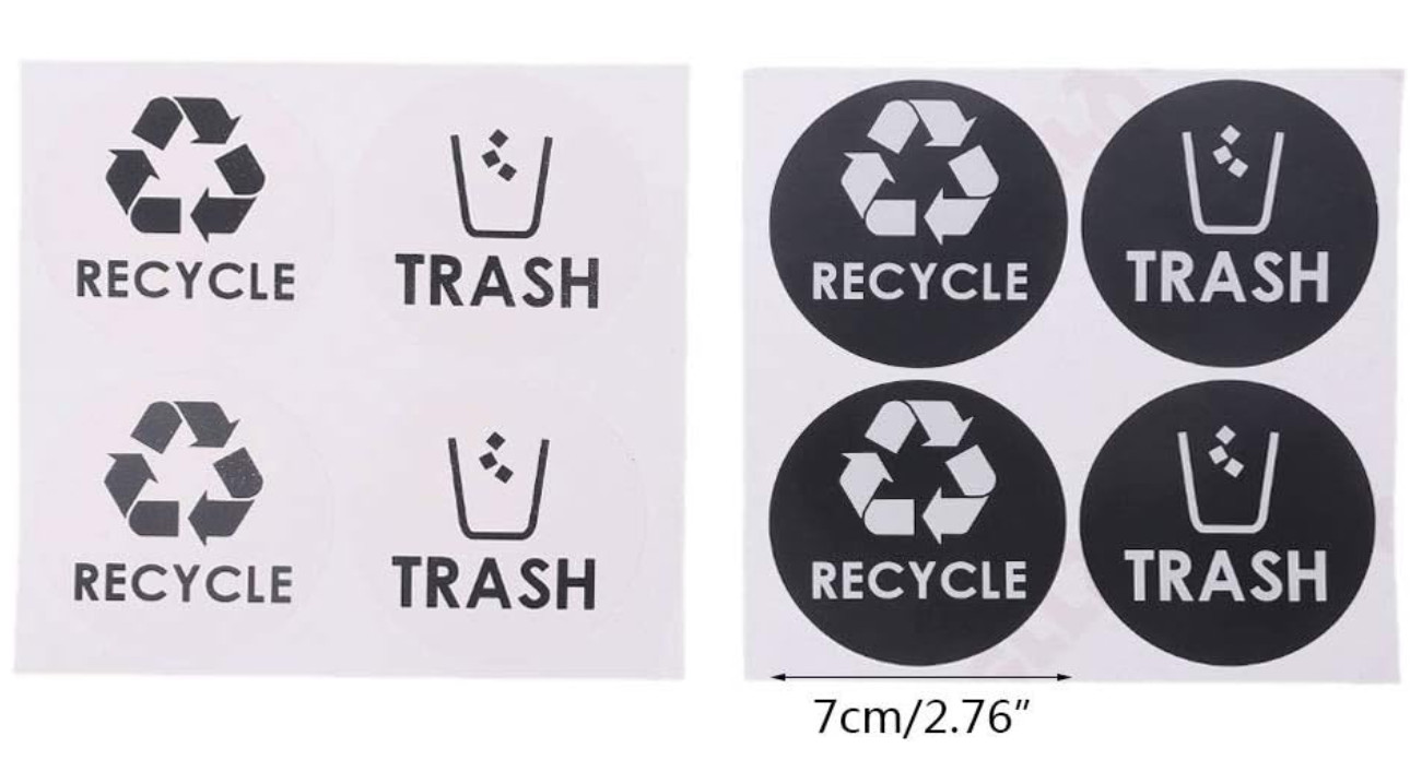 Recycle Trash Symbol Lettering Decals Sticker for Trash Cans Garbage Conta Roll
