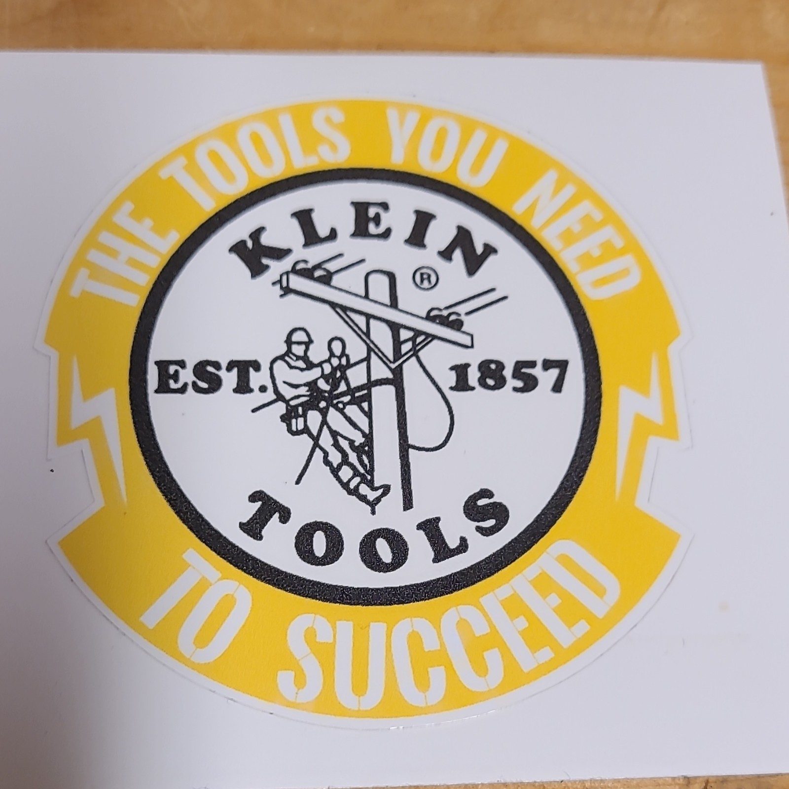 Klein Tools Lineman Round Vinyl Sticker Yellow Black White Novelty