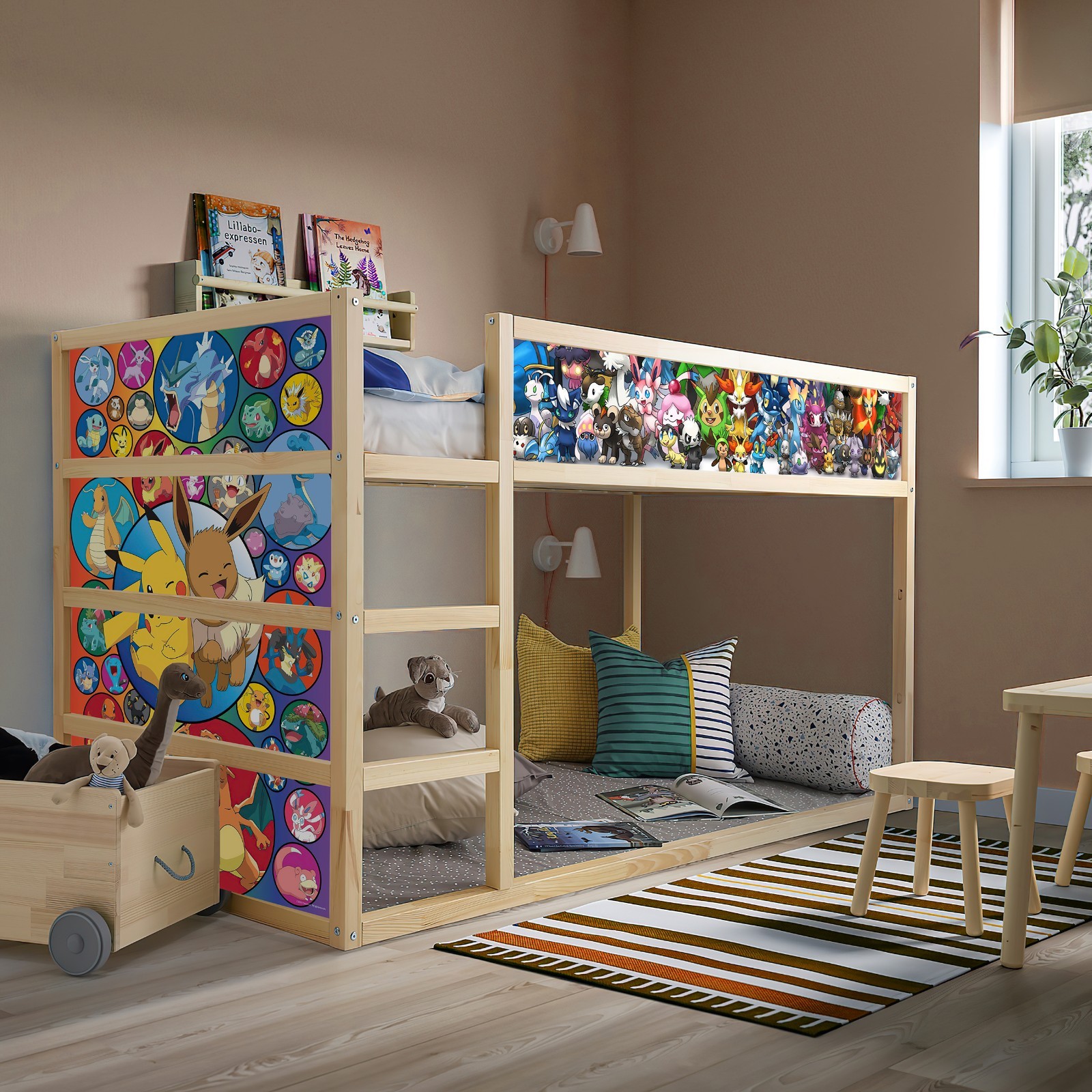Pokemon Anime IKEA KURA Bed Decals, Pikachu Vinyl Stickers, Peel and Stick