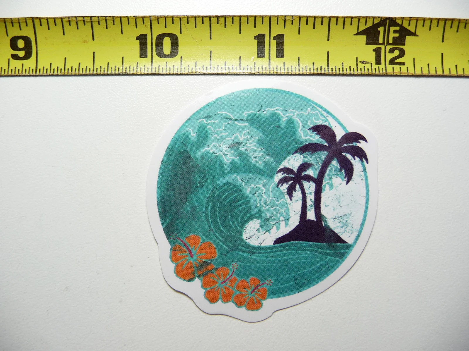 AWESOME WAVES PALM HIBISCUS SMALL STICKER DECAL TROPIC SCENE VACATION TRIP