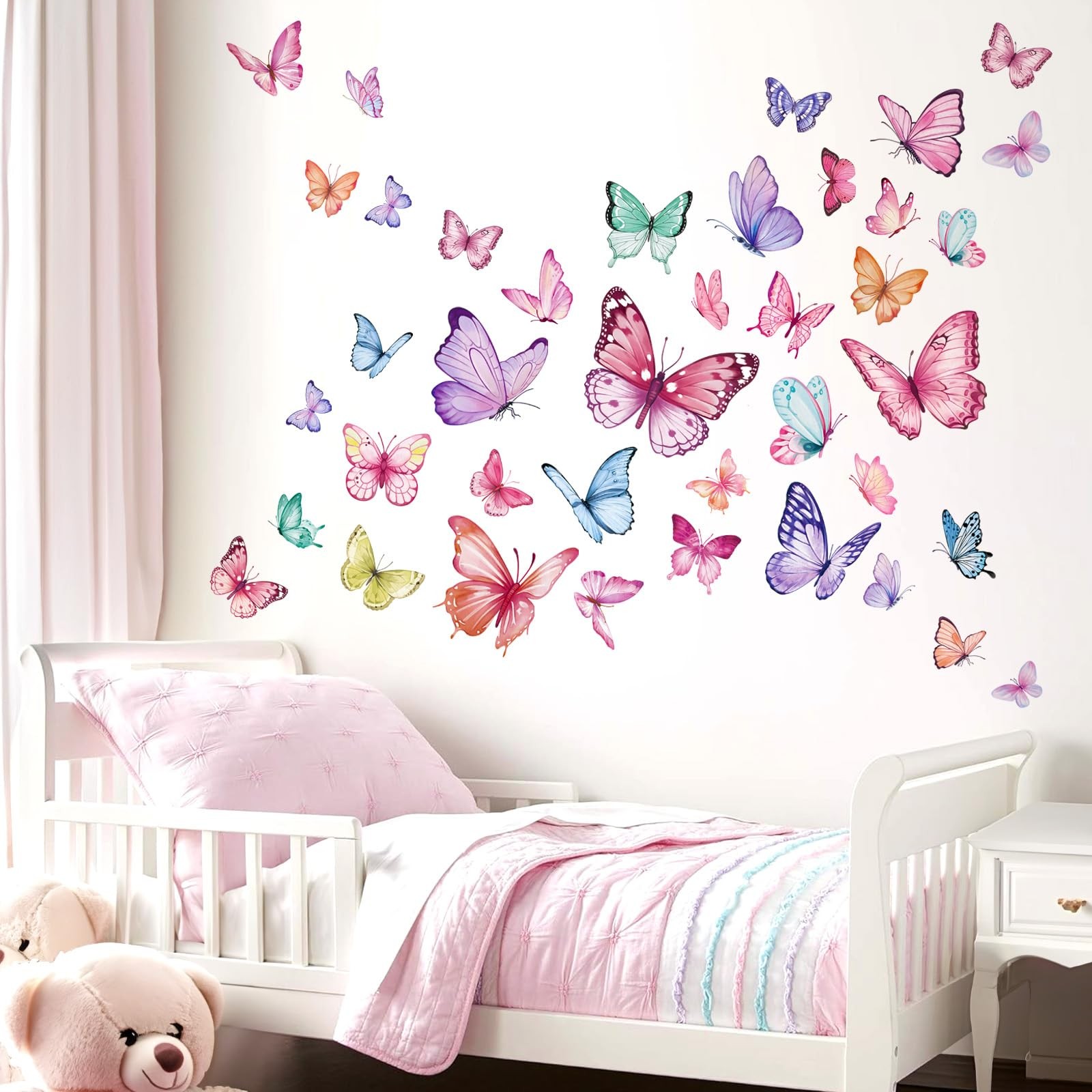 Watercolor Butterfly Wall Stickers Colorful Butterflies Peel and Stick Wall A…