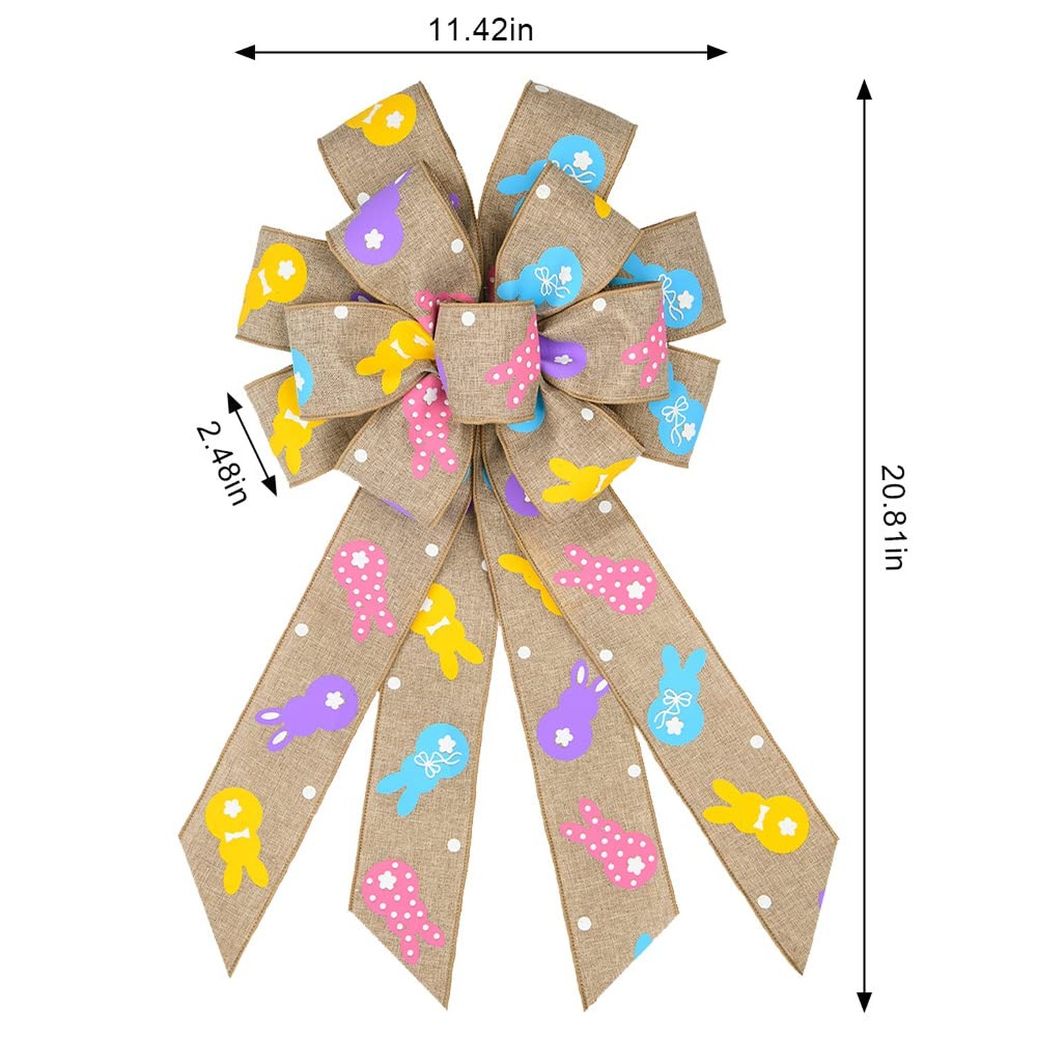 Easter Wreath Bows, Brown Easter Rabbits Pattern Burlap Bows for Wreaths – Ea…