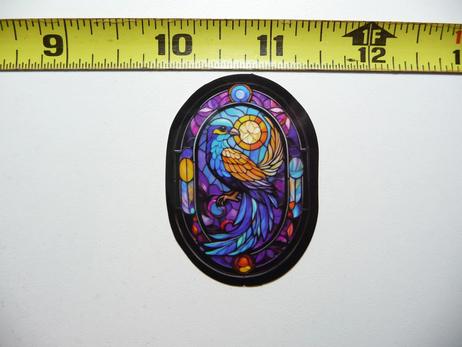TROPICAL BIRD SMALL STICKER DECAL STAINED GLASS STYLE BEAUTIFUL COLORS