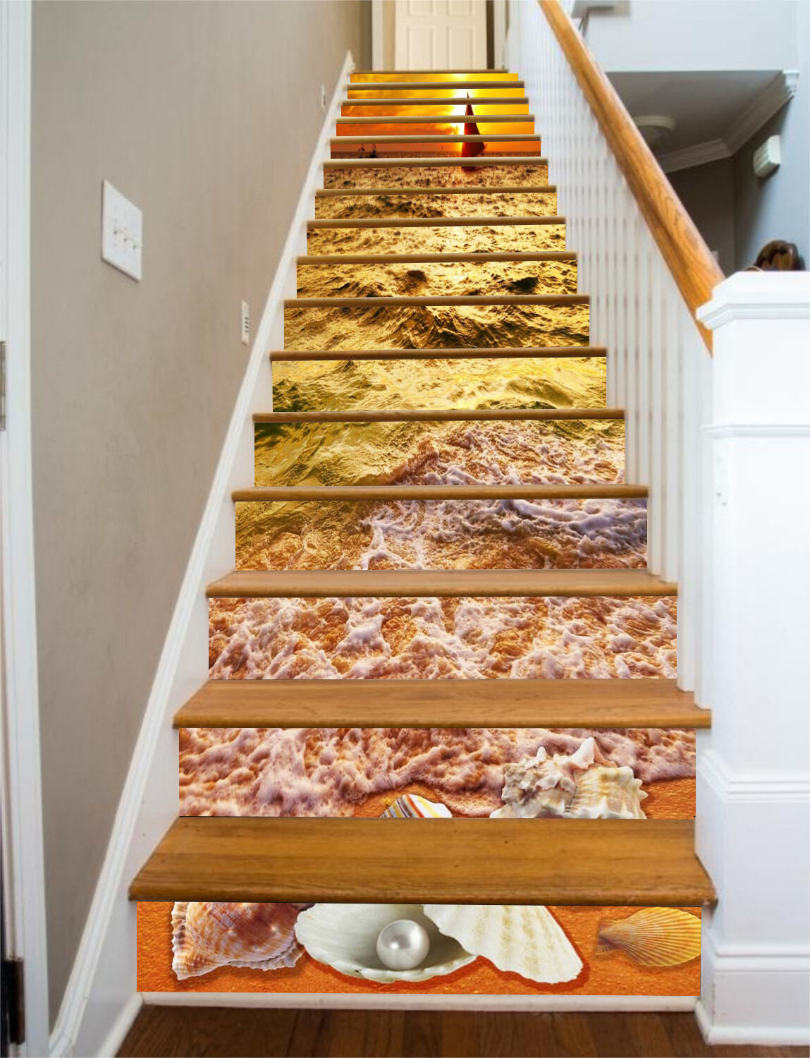 3D Beach Shells AZ334 Stair Risers Decoration Mural Vinyl Wallpaper Kay
