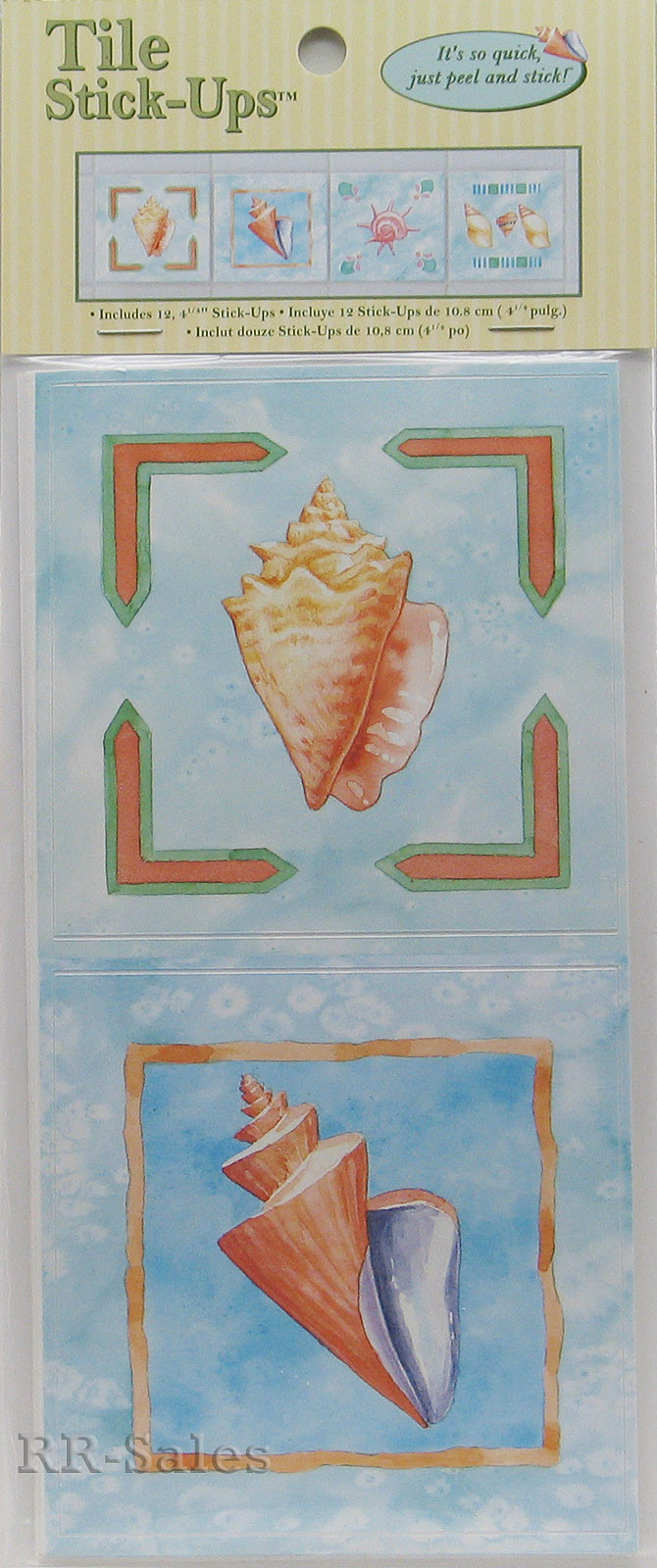 Sea Shells Seashell Tiles Bath 12 Tile Cover Stick Ups Appliques Instant Repair