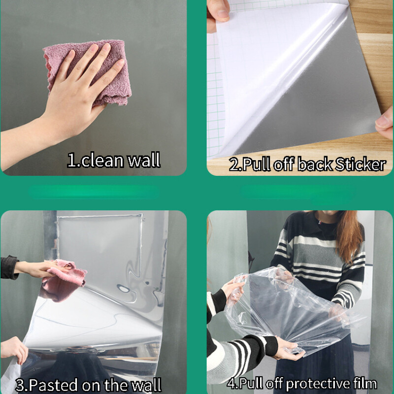 Soft Rectangle Acrylic Mirror Sticker Self Adhesive Wall Decal Sheet Decor DIY