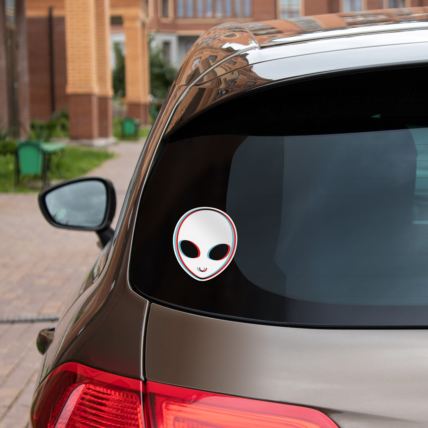 Trippy Alien Car Bumper Vinyl Sticker Decal