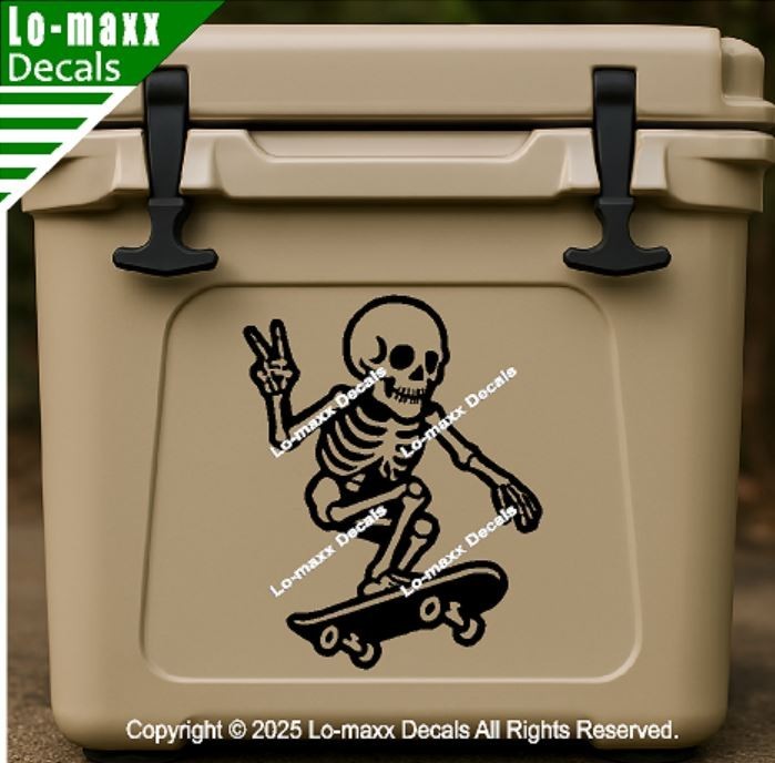 Skateboarding Skeleton Bones On Board Funny Die Cut Vinyl Decal Sticker