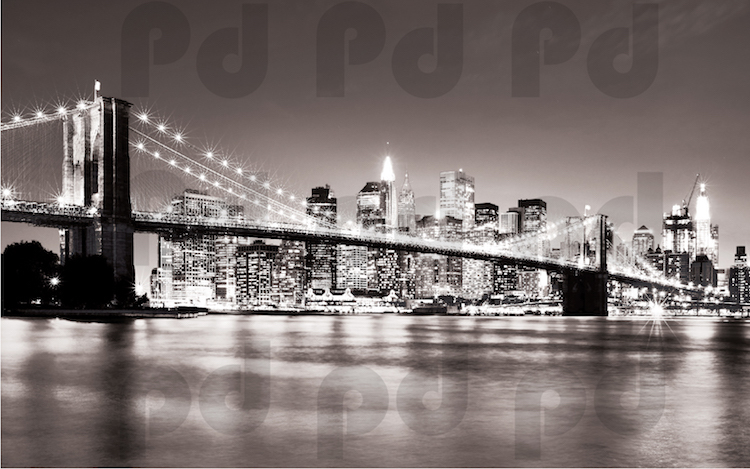 New York Bridge Mural Wallpaper Window View Wall City Decal Living Room, c59