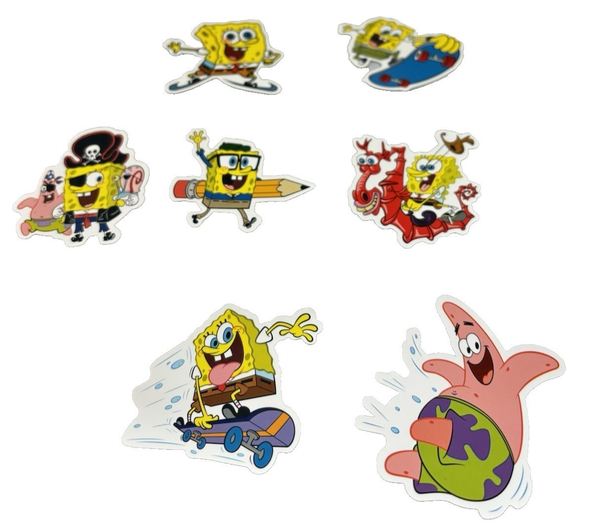 SpongeBob SquarePants 7pc Vinyl Stickers Set Cartoon Water Bottle Laptop Decals
