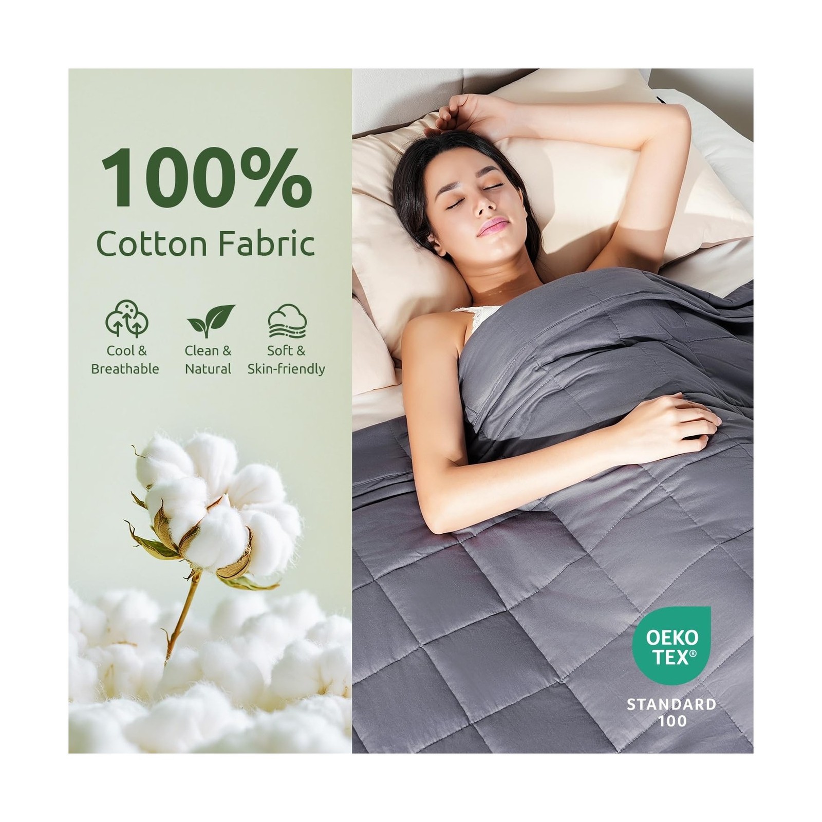 Sivio Weighted Blanket for Adults 100% Cotton, 60"x80" Queen Size 15 lbs, Coo…