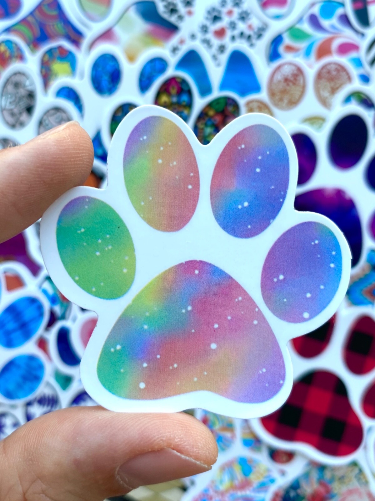 5-50 pcs Cat Dog Paw Stickers, Colorful Puppy Kitten 🐾 Laptop Car Phone Decals